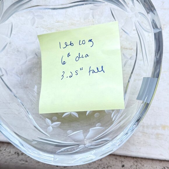 Vintage Mikasa Etched Clear Crystal Bowl 6" Slovenia Floral Design Decorative - Picture 3 of 5